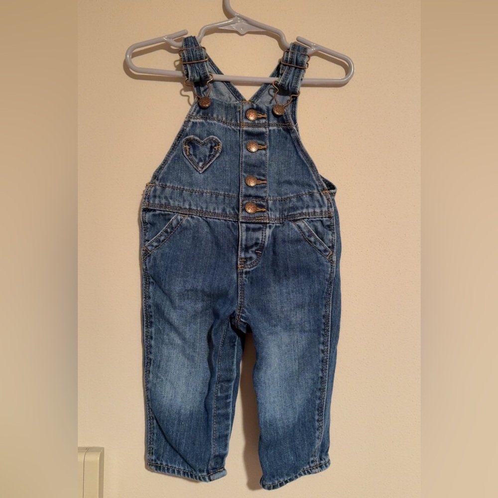 OshKosh B'gosh Front Snap Blue Denim Overalls, 6 month